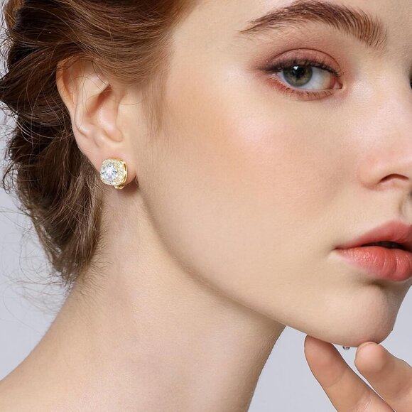 Cubic Zirconia Clip-On Earrings - Elegant Non-Pierced Jewelry & Comfortable Wear - Picture 4 of 7